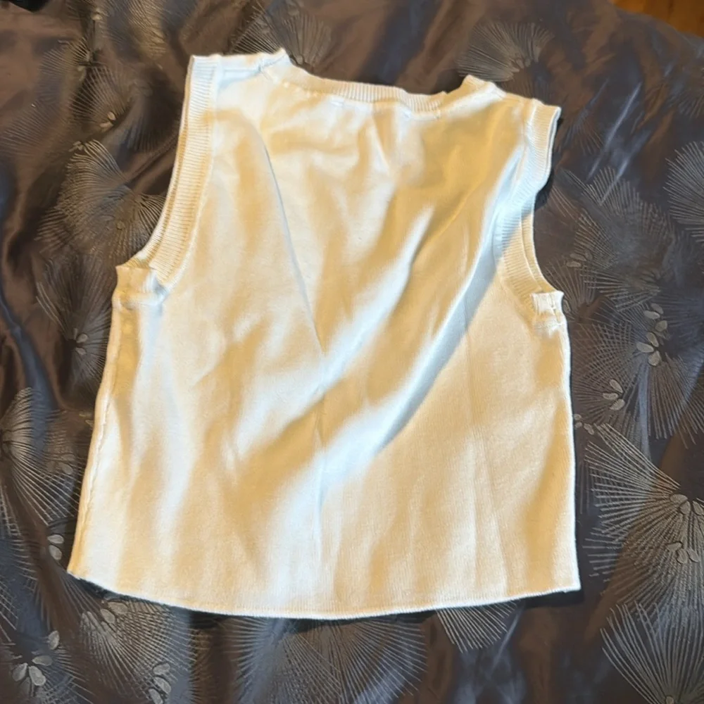 Zara White Ribbed Knit Top - Picture 2 of 3